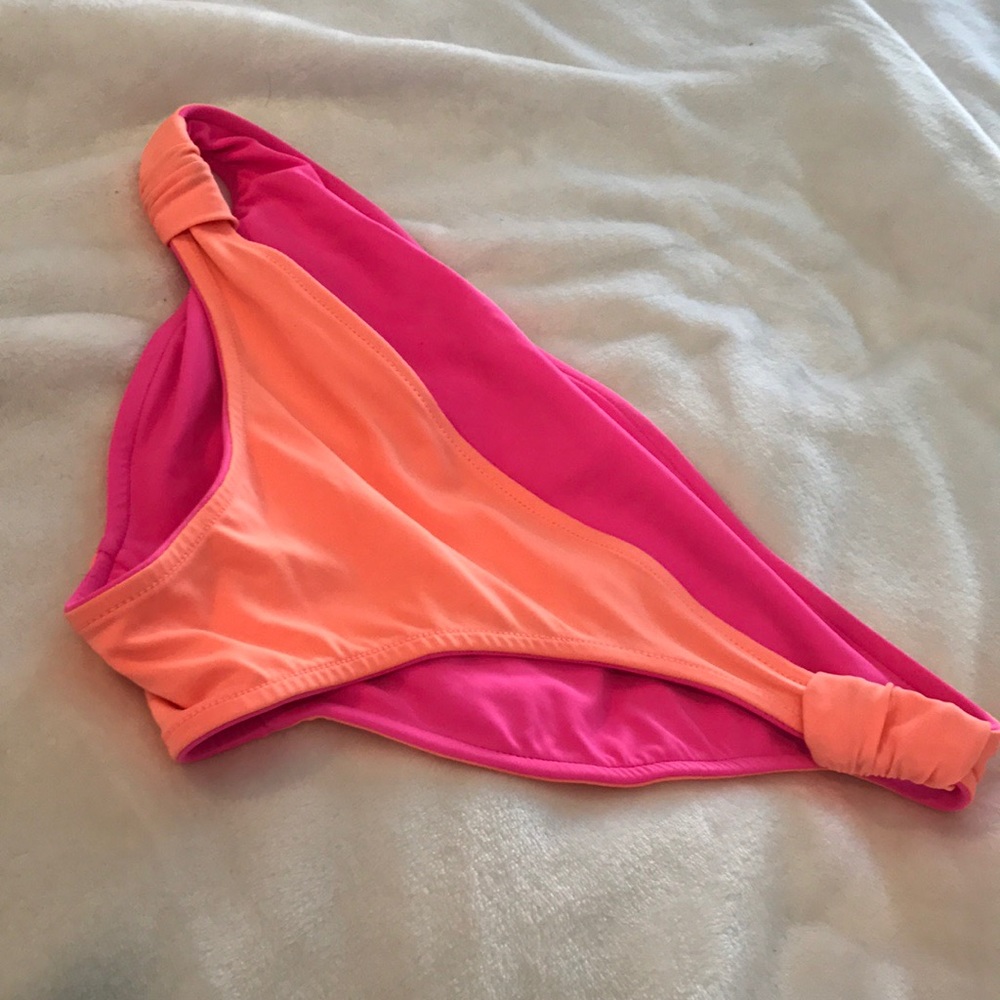 Reversable coral and hot pink bikini bottoms